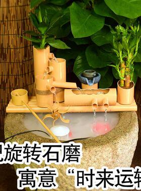 圆形缸过滤器流水器养鱼缸循环水车竹子造景增氧过滤滴流盒周转箱