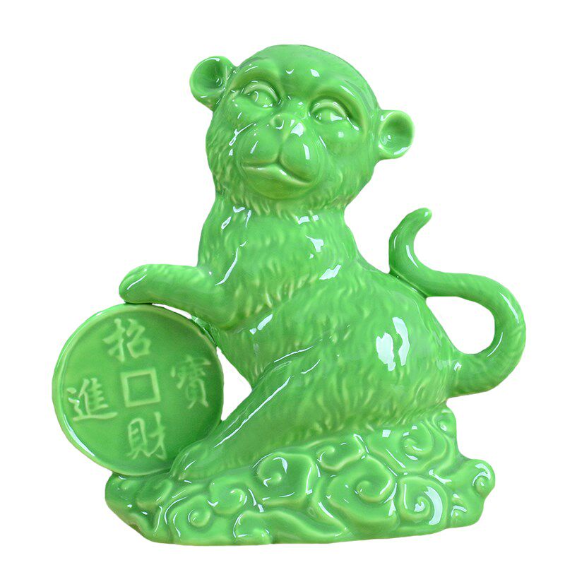 陶瓷十二生肖摆件鼠牛虎兔龙蛇马羊猴鸡狗猪家居绿色摆设饰工艺品