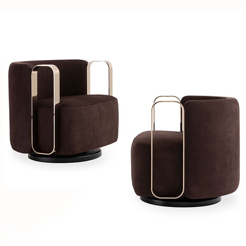 意式轻奢可旋转单人沙发椅客厅卧室阳台懒人椅酒店休闲接待洽谈椅