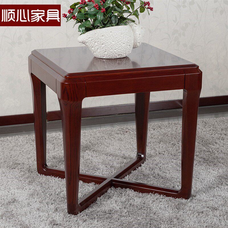 顺心家具实木客厅沙发边几边桌水曲柳茶几客厅家用双层带抽角几