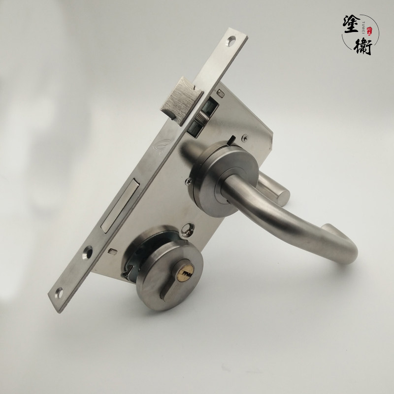 包邮304双弯把手不锈钢分体钢制铁门锁老式防火锁羊尖锁更换210长