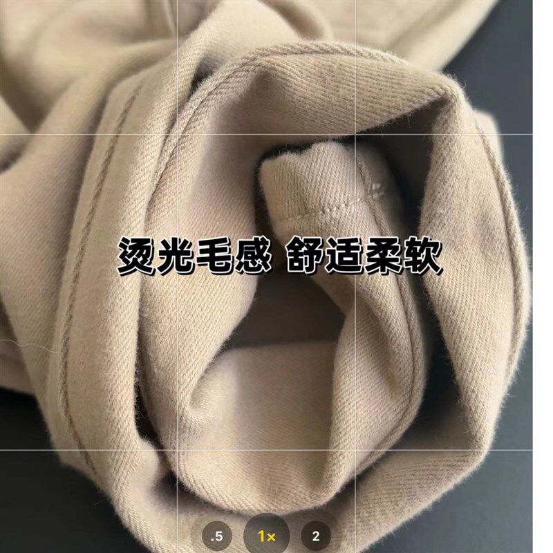 韩女好身材~丰胯老钱风卡其色显腿直腰细秋冬铅笔裤加绒小脚裤