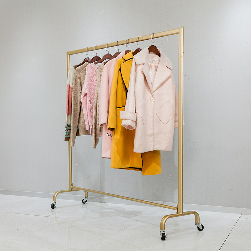 轻奢落地式衣架服装架金色婚纱展示架挂衣服展示架童装货架带轮子