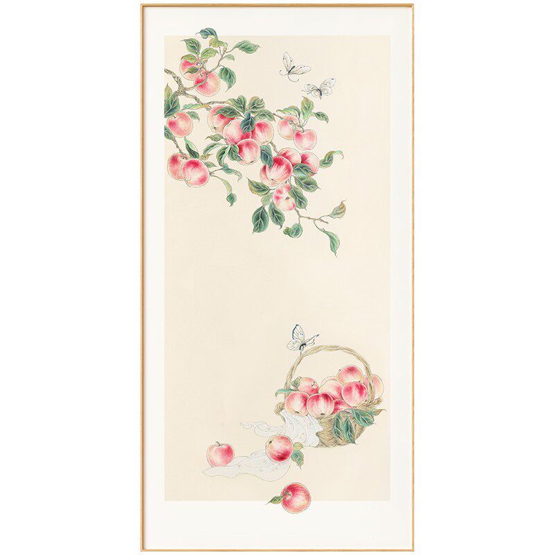 墙蛙新中式入户玄关装饰画平安喜乐寓意好茶室挂画走廊过道壁画