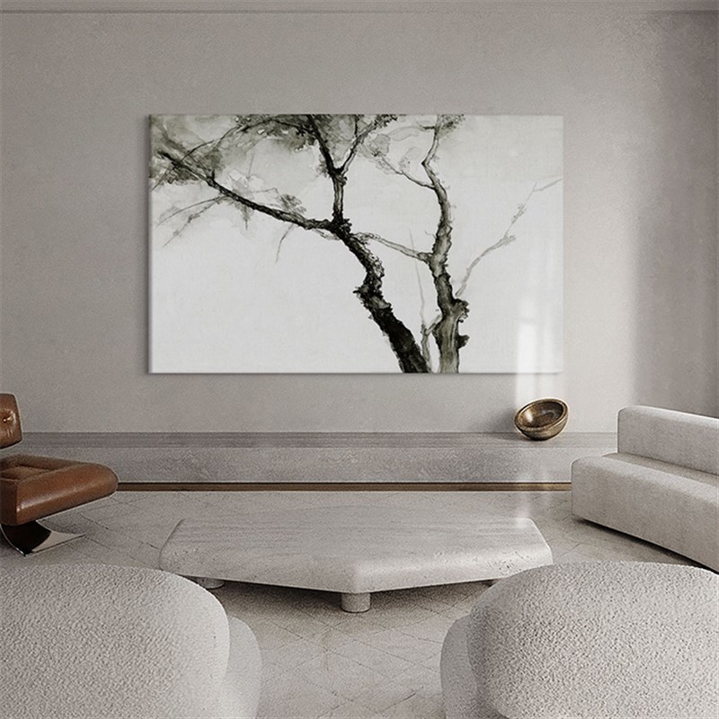侘寂风赤贫抽象树客厅装饰画入户过道壁画展厅样板间卧室极简挂画