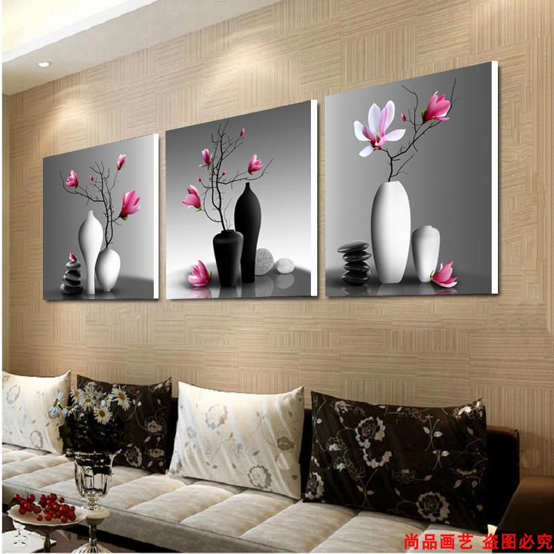 抽象简约花瓶客厅装饰画 画三联饭厅画 画沙发背景墙挂画 画卧室