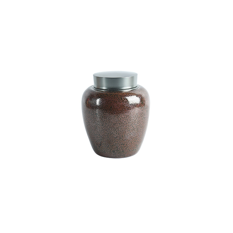 陶瓷大号家用茶叶罐日式青瓷金属盖茶仓无胶环保罐窑变茶叶密封罐