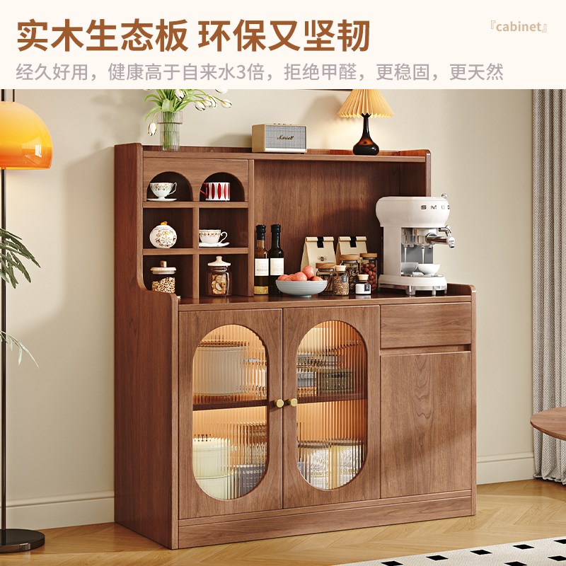 恒栎中古风餐边柜茶水柜家用橱柜客厅一体靠墙简约储物咖啡收纳柜图片