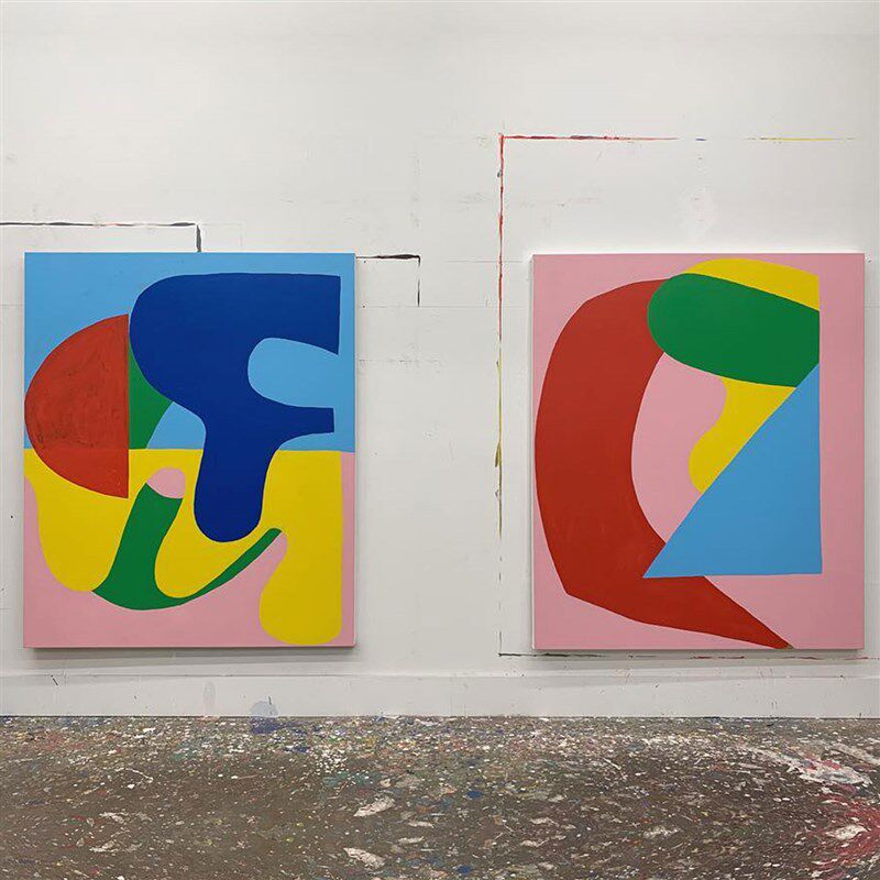 网红抽象色块装饰画客厅背创景墙大幅术意壁画样板间艺挂画
