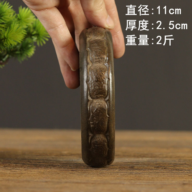 山西古建筑石雕青石花瓣月饼多棱隔热杯垫壶承石头小摆件底座