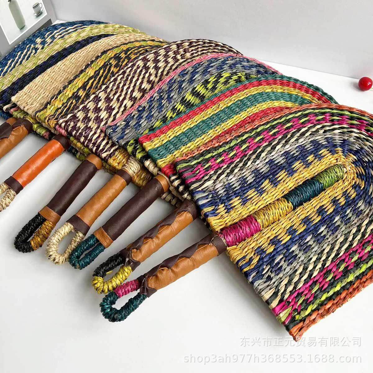 越南草编扇子欧式海草编织装饰扇