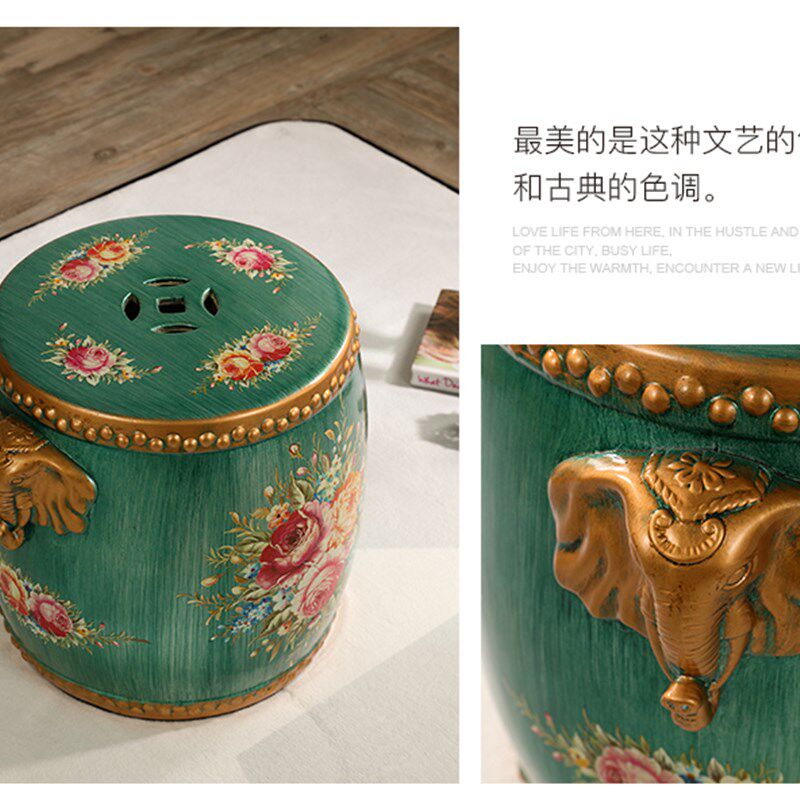 包邮欧式美式陶瓷鼓凳花鸟 乡村新中式圆凳绣凳换鞋凳多用凳客厅