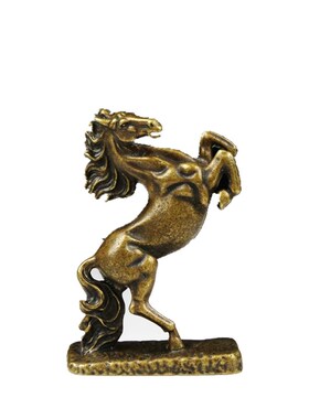 古玩铜器实心铜马奔腾马纯铜复古铜奔马香插桌面摆件复古小巧黄铜
