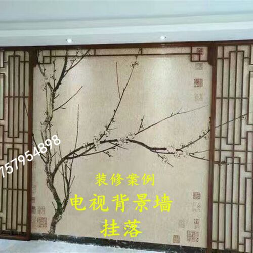 客厅 中式吊顶过道门窗镂空隔断实木玄关电视背景墙花格子定制做