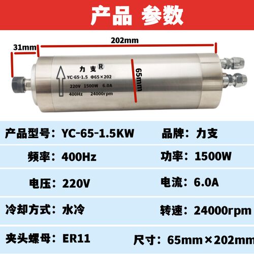 多功能高转速大力矩同步主轴YC-65-1.5KW+配套变频器用于雕刻机等