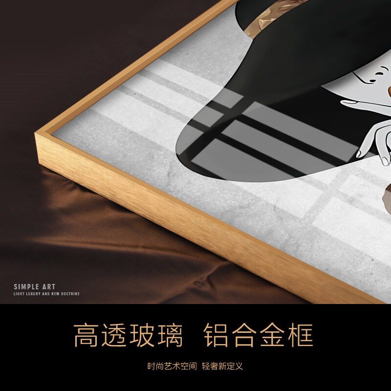 抽象人物客厅装饰画北欧风少女简约正方形玄关挂画服装店卧室定做