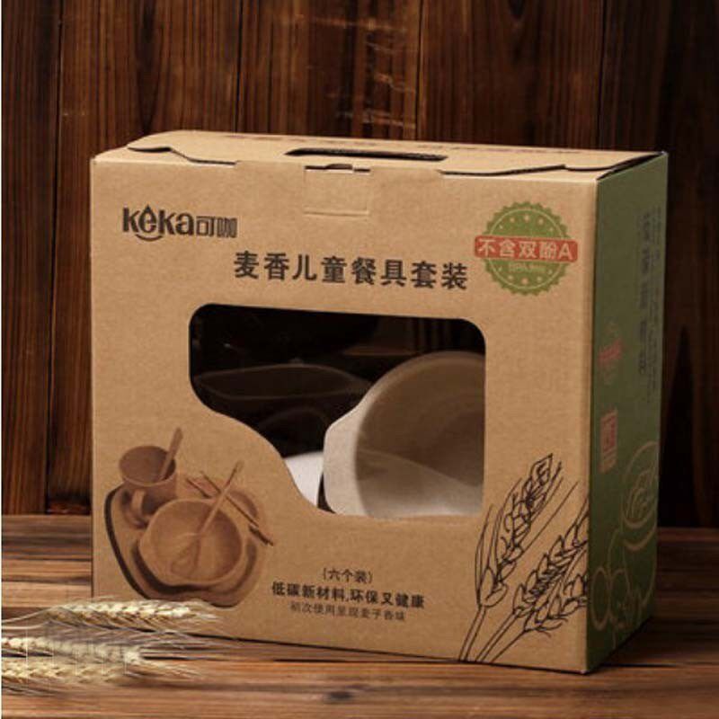 儿童环保餐具宝宝卡通可爱勺筷叉麦纤维塑料餐盘碗筷六件套