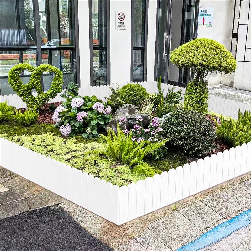防腐塑木泥土插地白色木塑栅栏户外菜园围栏篱笆花园庭院花坛围挡