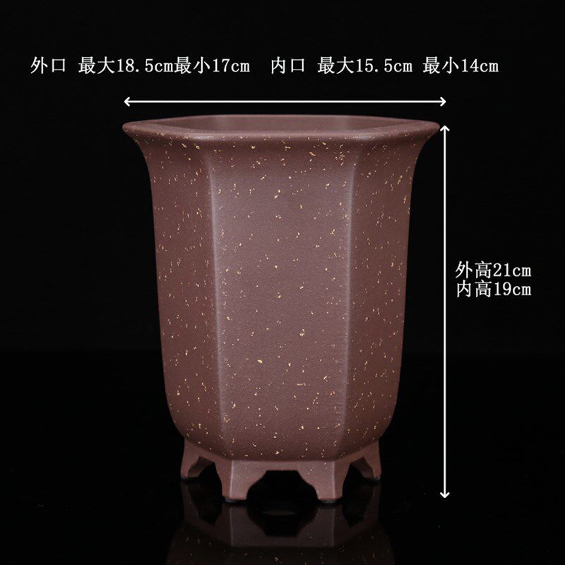 李记大小号高档精品名家朱永南精制高六方宫灯飘口铺砂紫砂兰花盆