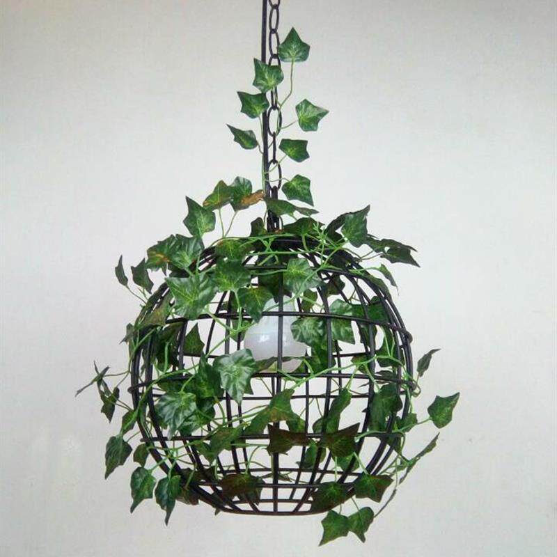 个性圆球形花草植物吊灯工业风loft酒吧餐厅咖啡厅网咖绿植装饰灯