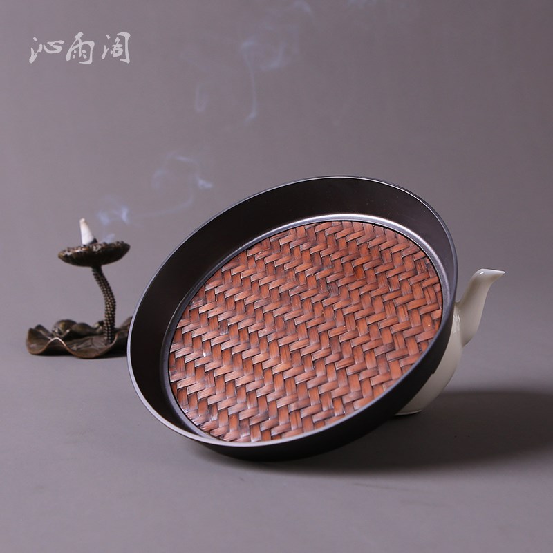 日式纯手工锡合金茶承 壶托搭配紫砂壶创意功夫茶具 日式复古风格