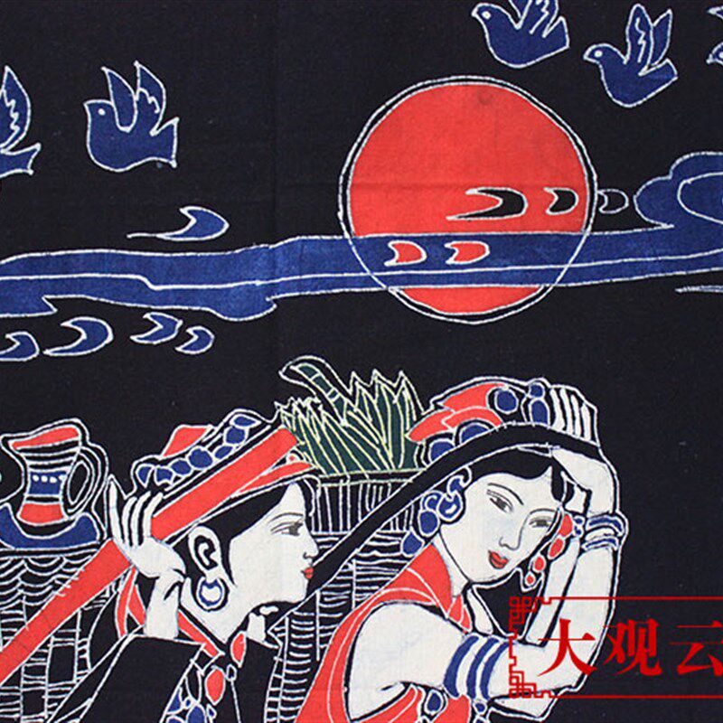 中式蜡染门帘民族餐厅农家乐装饰包厢隔断帘壁挂纯棉布挂帘佤山行