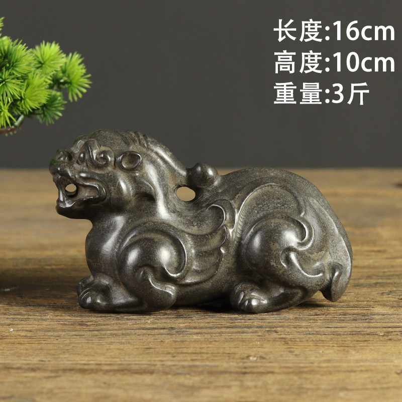复古青石雕刻摆件小号吸财吸金兽手把件茶宠镇纸石狮子貔貅神兽