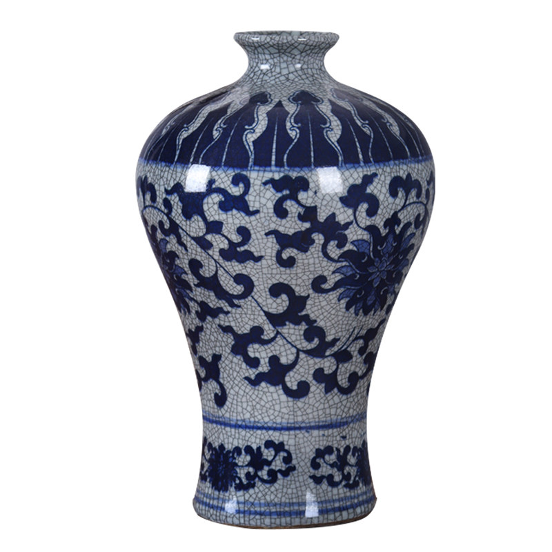 景德镇陶瓷器花瓶摆件中式仿古裂纹釉家居客厅玄关台面工艺装饰品