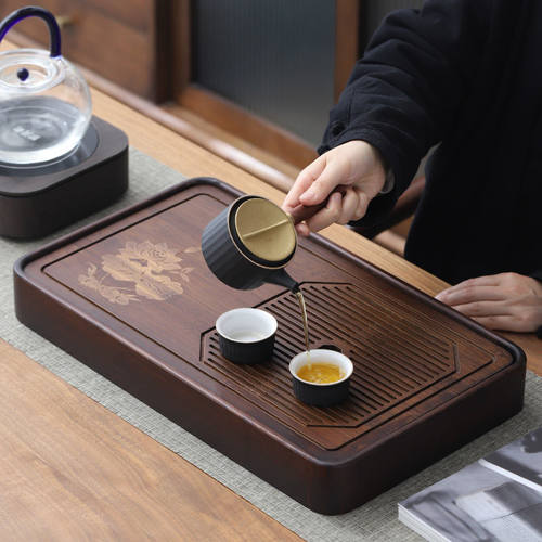 楠竹简约茶盘家用小型沥储水排水式茶台功夫茶具竹茶海干泡台托盘