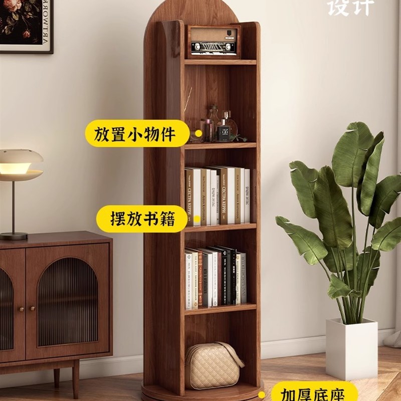高清旋转穿衣镜全身落地镜家用书架旋转储物一体试衣镜可移动镜子