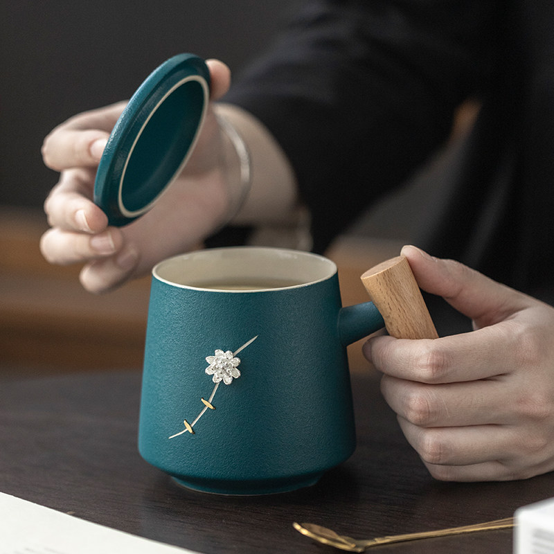 锔钉梅花马克杯文艺范创意实用陶瓷喝水杯子生日送礼公司礼品定制