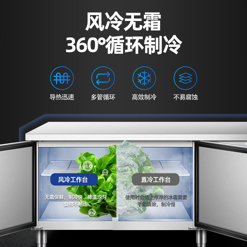 新飞商用无霜风冷保鲜工作台冰柜风冷无霜冷冻冷藏柜烘焙设备全套