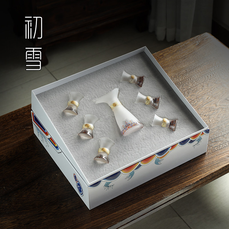 玻璃分酒器白酒套装礼盒家用温酒器烫酒壶中式轻奢小酒杯高档杯子