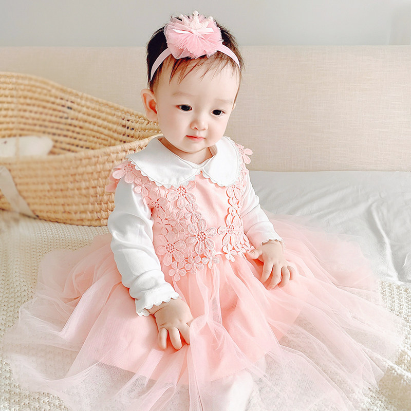 女宝宝公主裙春夏季女童连衣裙新生婴儿百天周岁生日礼服裙子洋气