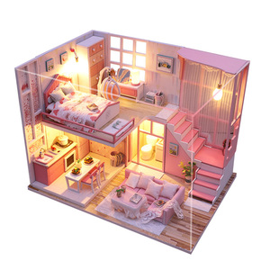 手工拼diy小屋娃娃的家模型房子花开物语阁楼遇见你生日创意礼品