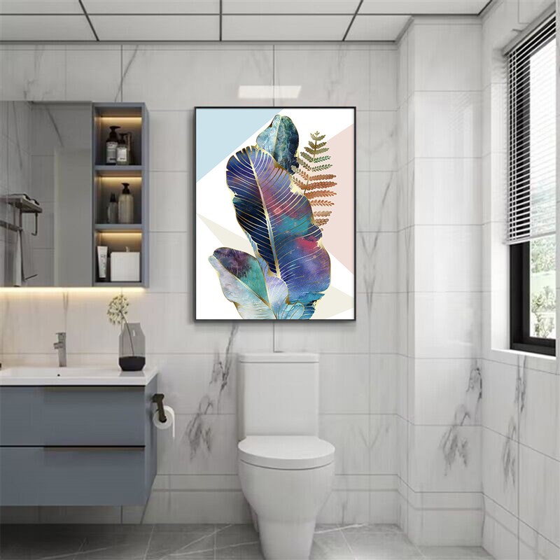 清晰绿植化妆室防水防潮装饰画 划酒店美容院浴室墙壁画 划免打孔