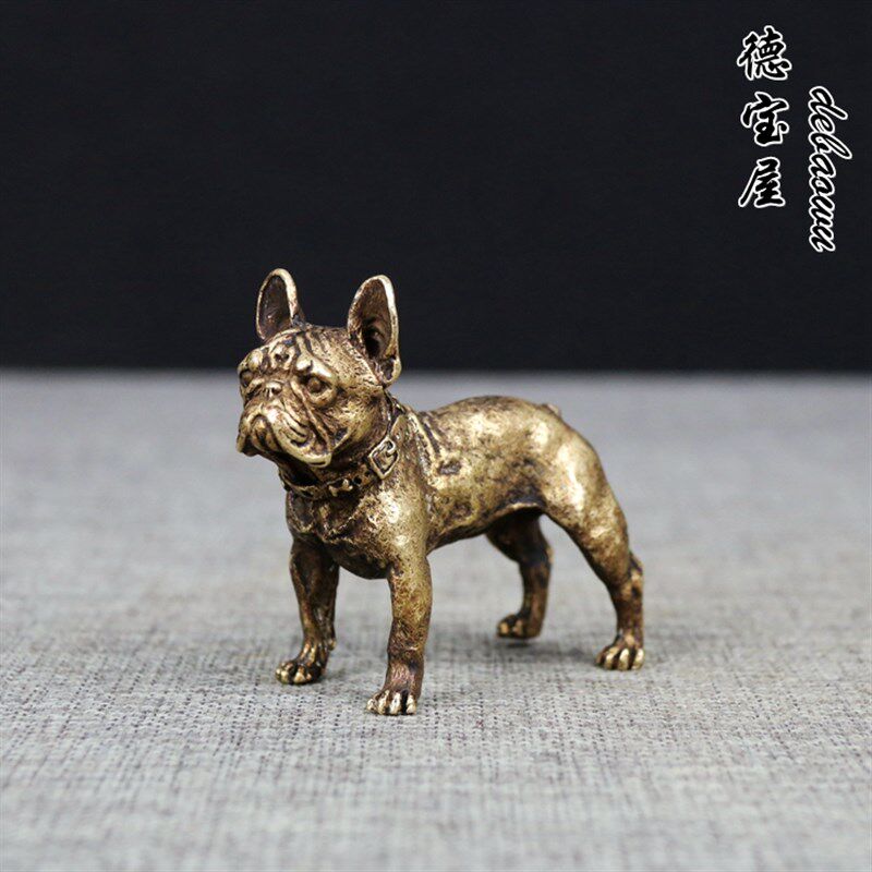 实心纯铜狗摆件沙皮犬小把件招财旺财狗茶道铜艺铜宠仿古微雕小号