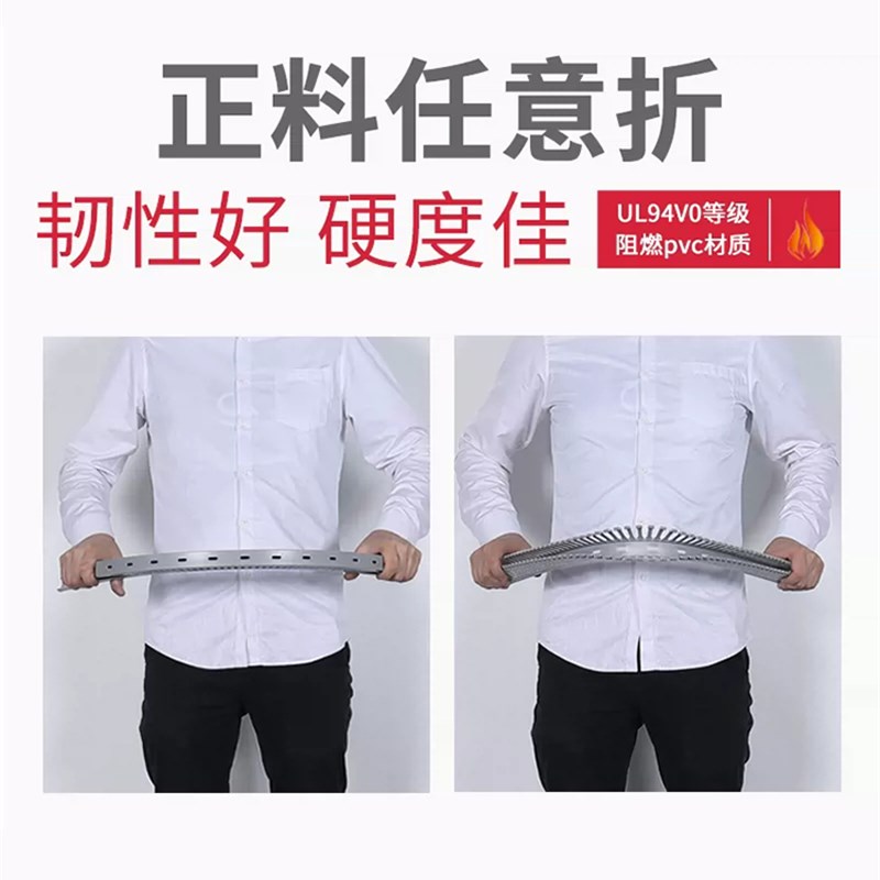 PVC灰色粗齿线槽明装工业U型线槽阻燃绝缘配电箱控制柜 整箱包邮