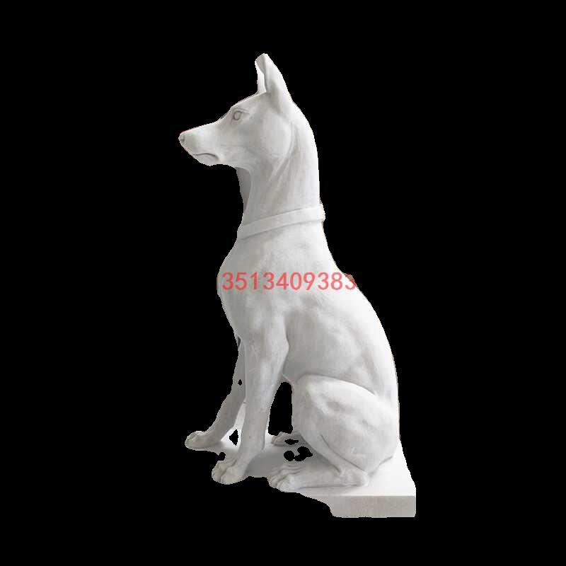 石雕狗 猎犬牧羊犬狼狗青石汉白玉细狗生肖动物 庭院看门雕塑摆件