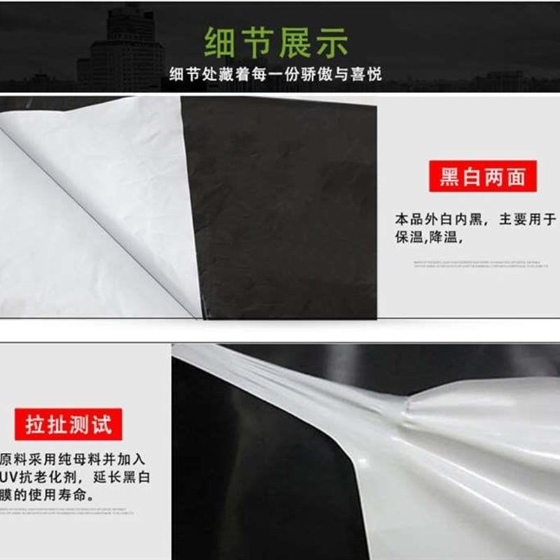 加厚整卷黑白膜养殖隔热防晒抗老化防渗防风大棚膜长寿防晒遮阳膜