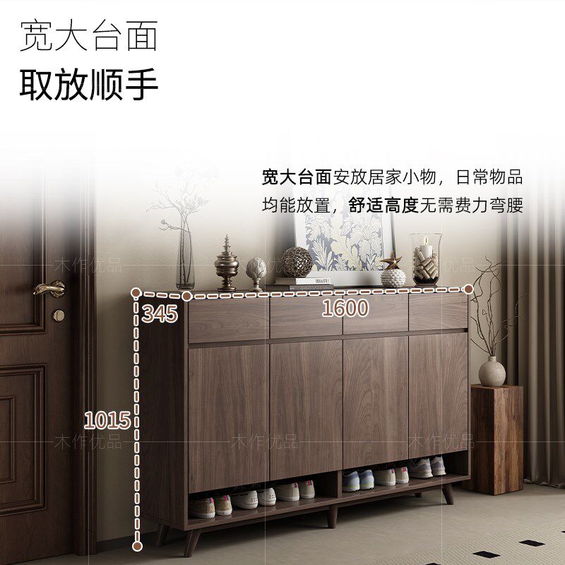 中古风实木鞋柜家用一体收纳储物柜法式复古客厅玄关柜室内鞋架