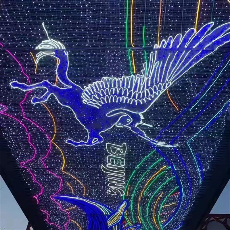 春节特色灯饰画商场步行街彩灯装饰亮化led霓虹灯带彩色幕墙灯光