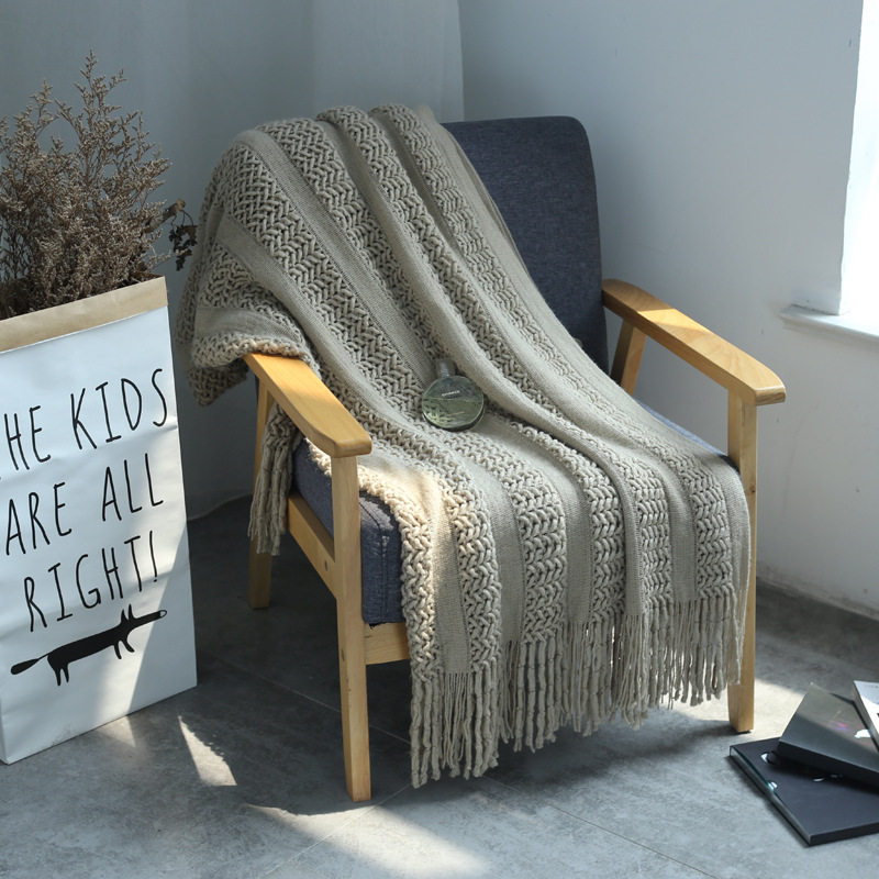 针织搭毯搭巾盖毯沙发巾床尾毯北欧酒店披毯样板房毛毯子千禧粉
