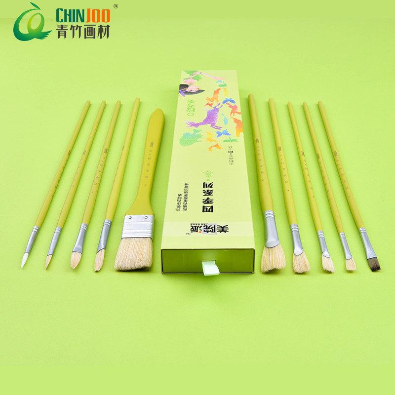 青竹美院派水粉笔四季水粉笔套装美术专用丙烯油画笔扇形猪鬃画笔