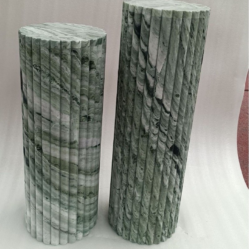 北欧风天然大理石圆柱墩子客厅玄关桌展示台雕塑花盆底座桌脚摆件
