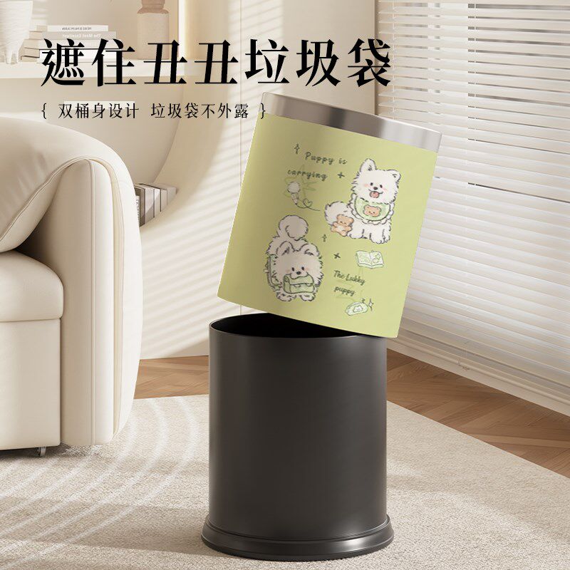 卡通小狗垃圾桶家用客厅高颜值卧室厨房卫生间可爱趣味大号垃圾筒