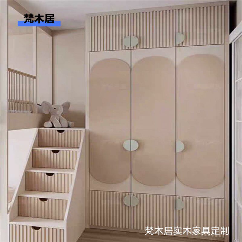 定制儿童房实木小户型上下床双层床带储物子母床男孩女孩高低床