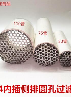 304侧排圆孔不锈钢地漏墙边内插110PVC管排水口天台防老鼠过滤网