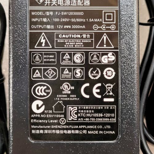 正品12V3000MA福佳FJ-SW1203000D美得理电钢琴考勤机电源适配器