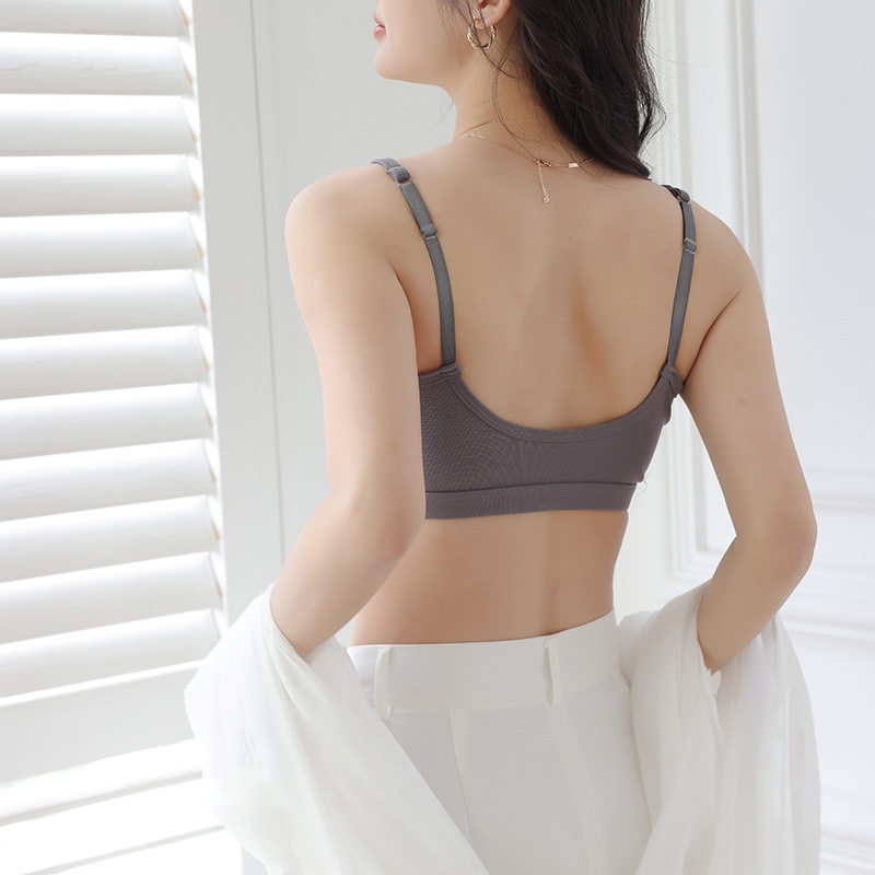美背内衣女无钢圈薄款小胸聚拢运动吊带背心抹胸式一体裹胸文胸罩